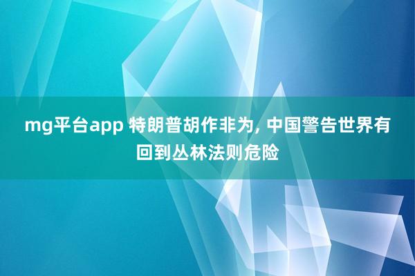 mg平台app 特朗普胡作非为, 中国警告世界有回到丛林法则危险