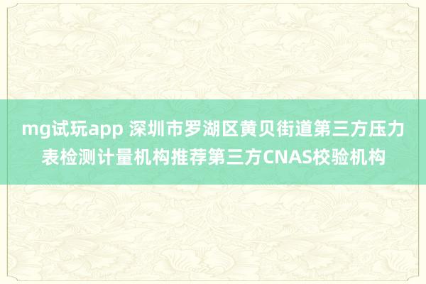 mg试玩app 深圳市罗湖区黄贝街道第三方压力表检测计量机构推荐第三方CNAS校验机构
