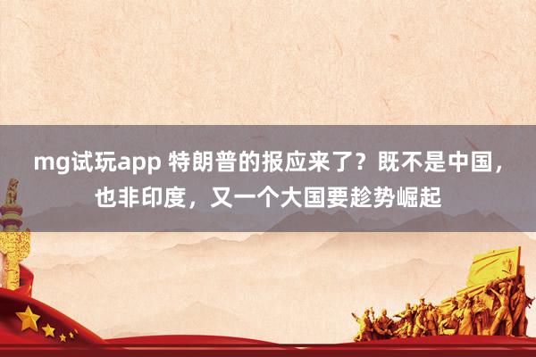 mg试玩app 特朗普的报应来了?既不是中国,也非印度,又一个大国要趁势崛起
