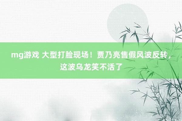 mg游戏 大型打脸现场!贾乃亮售假风波反转,这波乌龙笑不活了