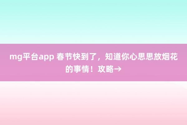 mg平台app 春节快到了，知道你心思思放烟花的事情！攻略→