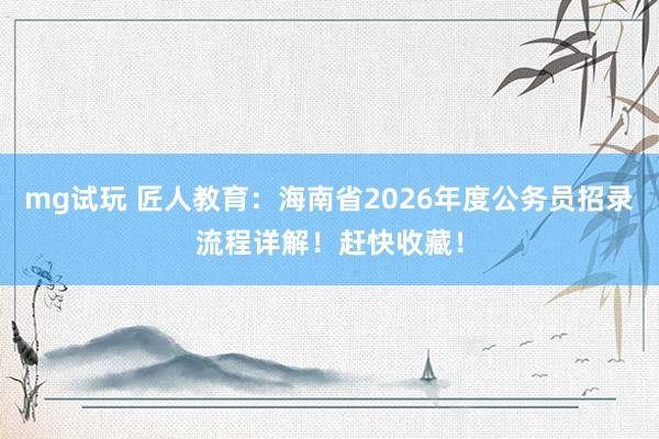 mg试玩 匠人教育:海南省2026年度公务员招录流程详解!赶快收藏!