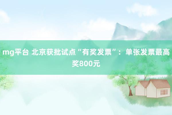 mg平台 北京获批试点“有奖发票”:单张发票最高奖800元
