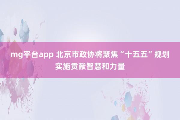 mg平台app 北京市政协将聚焦“十五五”规划实施贡献智慧和力量