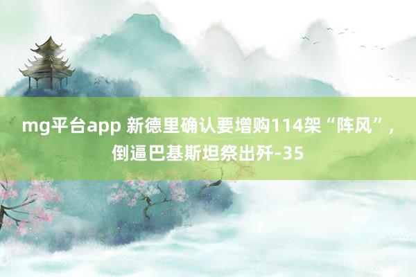 mg平台app 新德里确认要增购114架“阵风”，倒逼巴基斯坦祭出歼-35