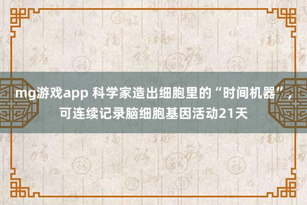 mg游戏app 科学家造出细胞里的“时间机器”,可连续记录脑细胞基因活动21天