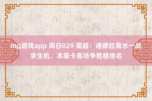 mg游戏app 周日029 葡超：通德拉背水一战求生机，本菲卡客场争胜稳排名
