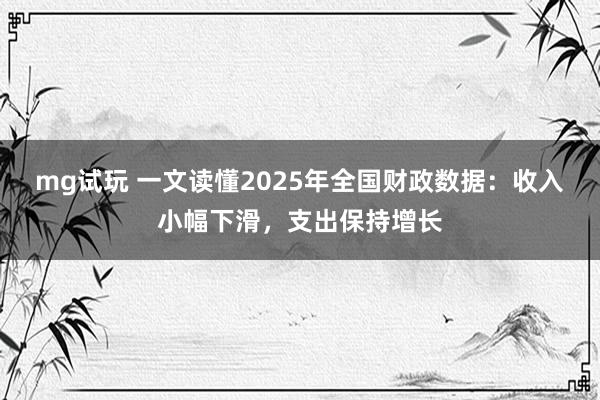 mg试玩 一文读懂2025年全国财政数据:收入小幅下滑,支出保持增长