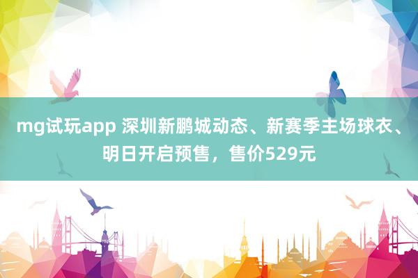 mg试玩app 深圳新鹏城动态、新赛季主场球衣、明日开启预售，售价529元