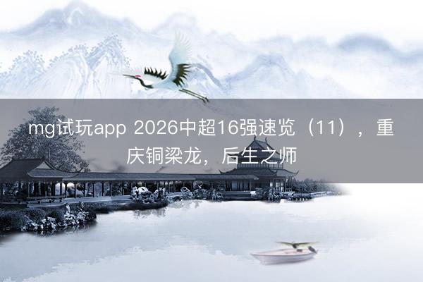mg试玩app 2026中超16强速览(11),重庆铜梁龙,后生之师
